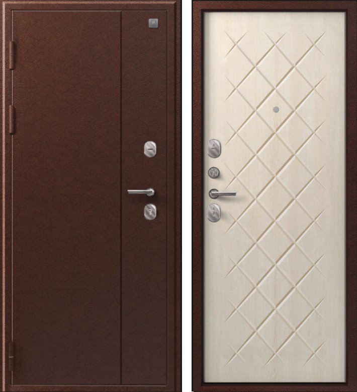 Дверь V-02 медь антик - седой дуб DIS007339